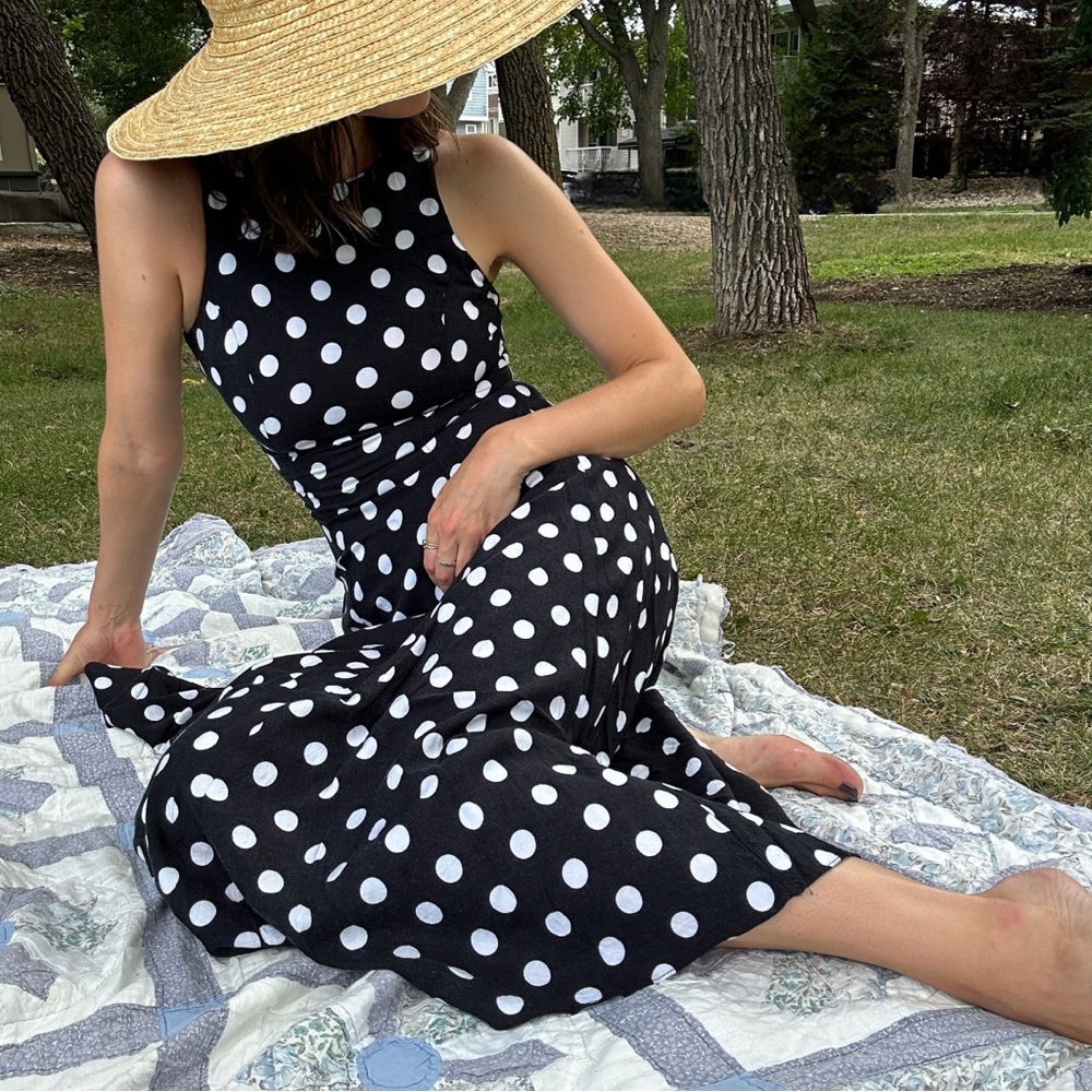Black and White Polka Dot Halter Sundress